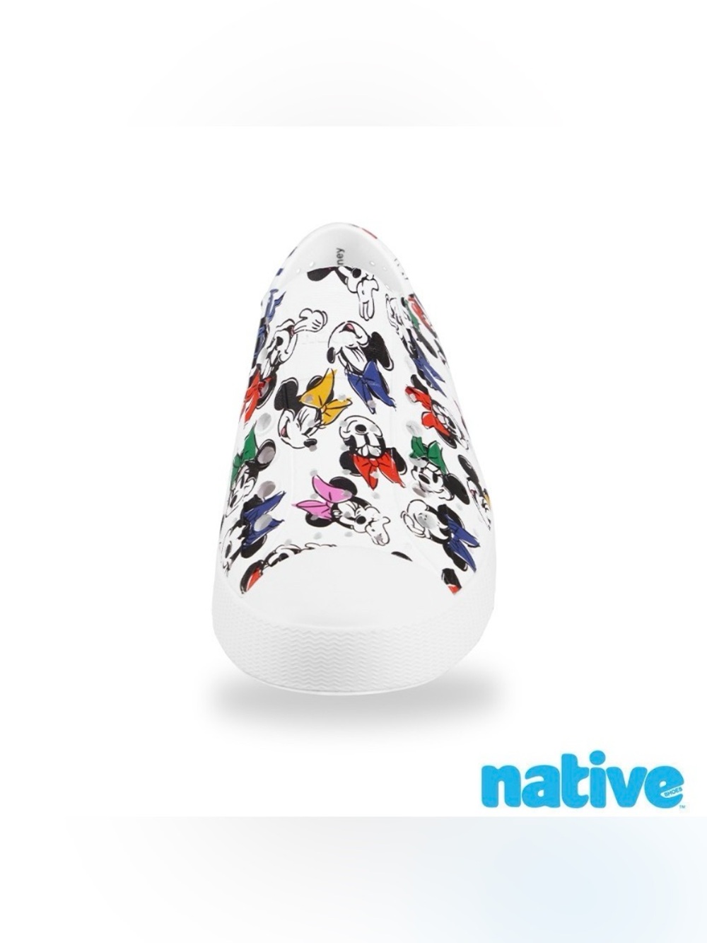 Native Women's White Slip-On Sneakers with Multicolor Cartoon Print